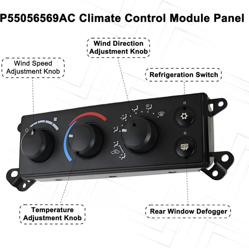 MuHize P55056569AC A/C Heater Climate Control Module, Compatible with 2006-2008 Dodge Ram 1500 2500 3500, 2008-2011 Dakota Replace # P55056569AD 55056569AE P55056755AB - Image 4